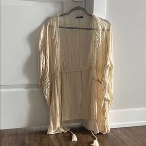 South Moon Under Cream Crochet-Trim Kimono Cardigan